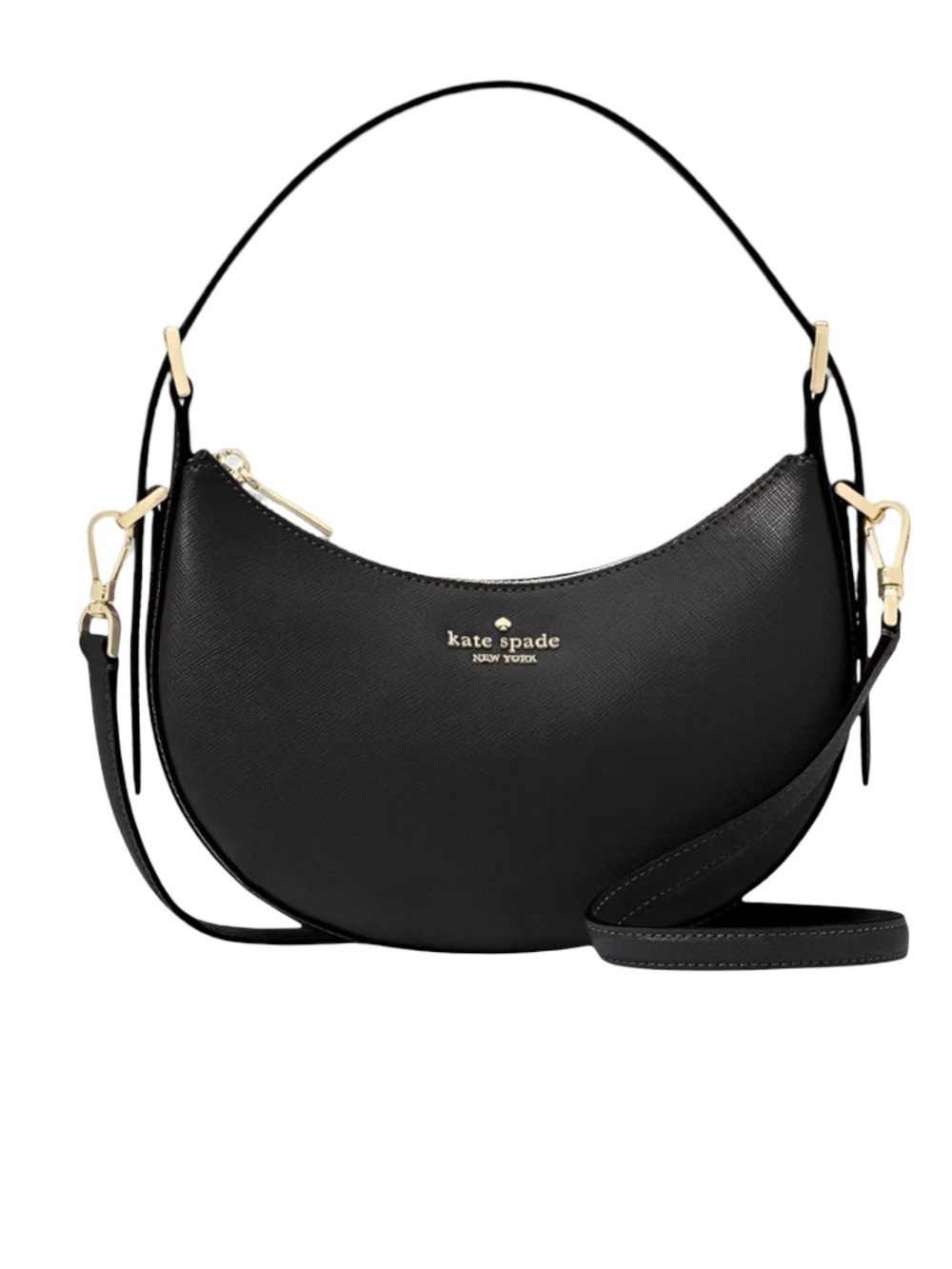 Kate Spade Nova Crescent Shoulder Bag Black Leather Crossbody Strap Style #KK949